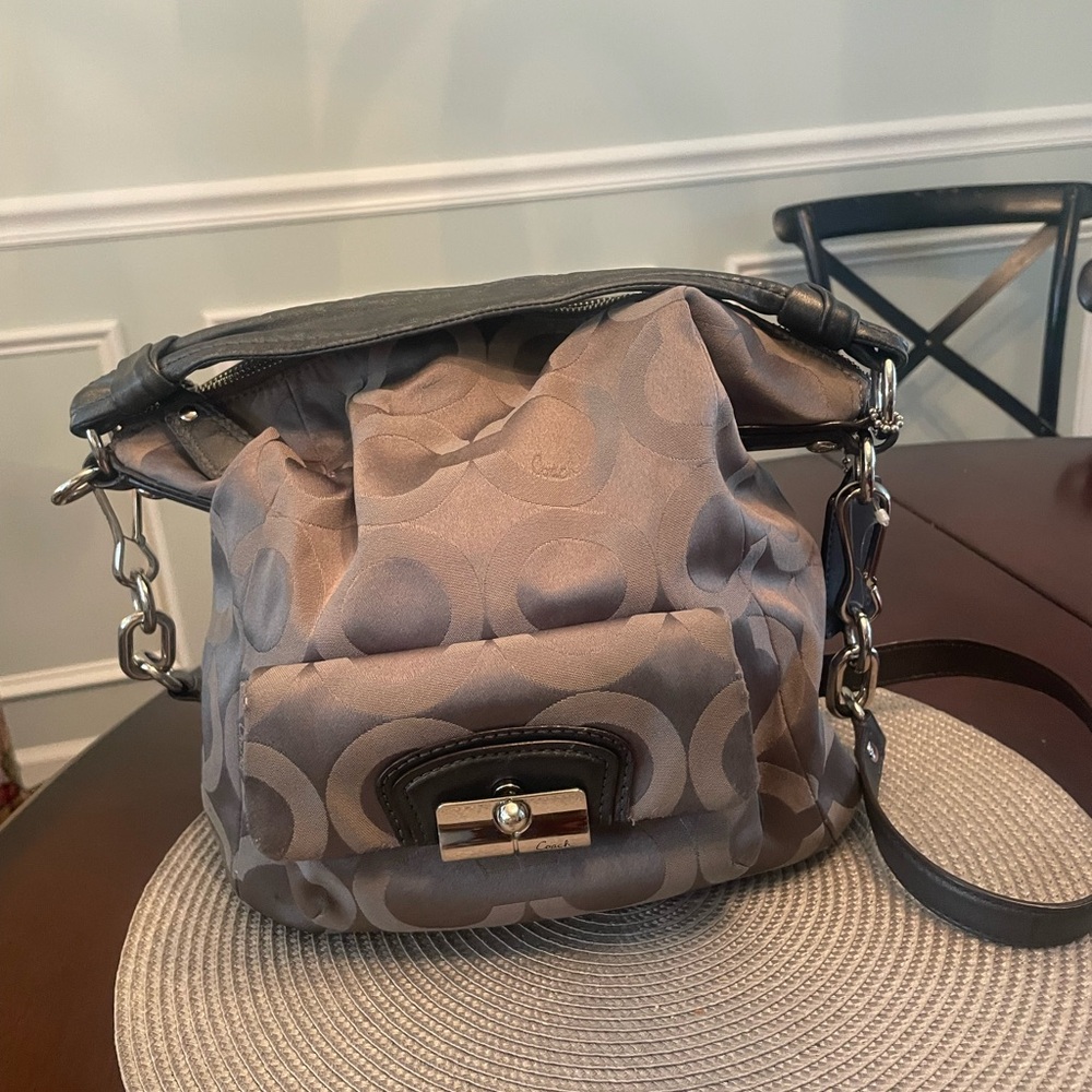 Coach bag grey hobo style